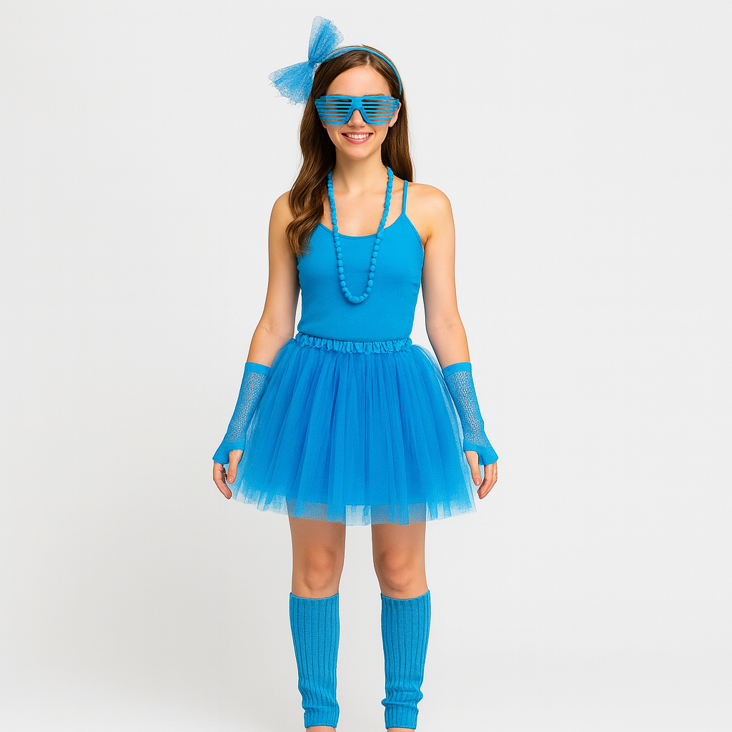 80年代風レディースコスチュームセット - パーティーやハロウィンにぴったりのレトロな6点セット