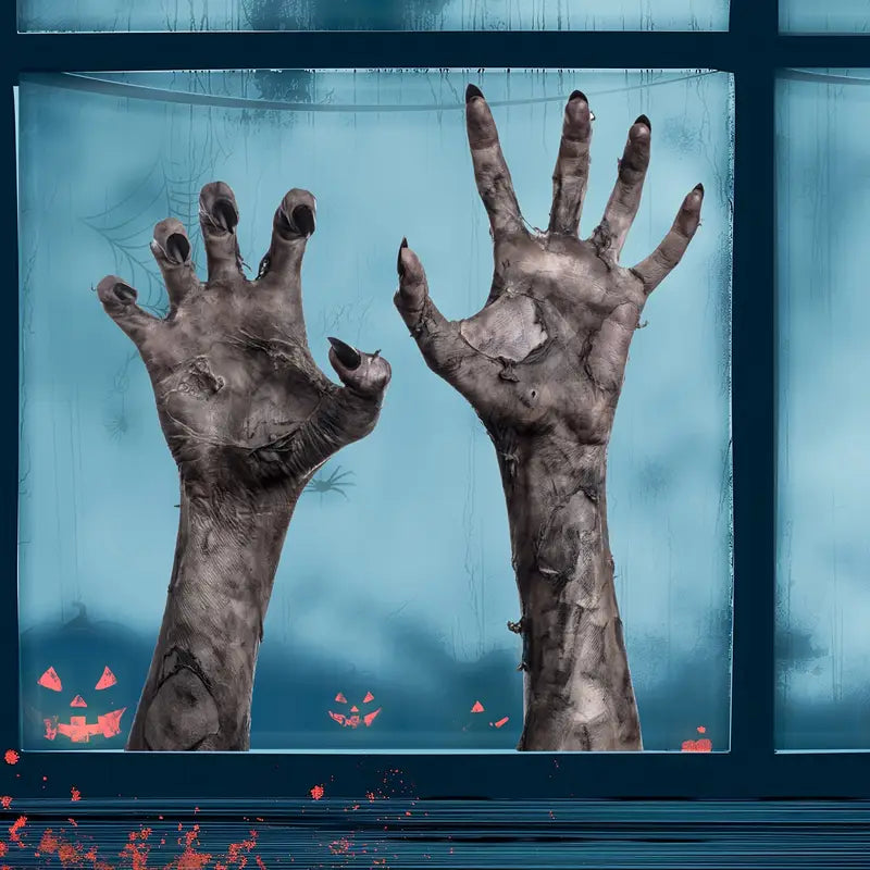 Scary Zombie Hand Wall Sticker for Halloween - Matte PVC Window Decor