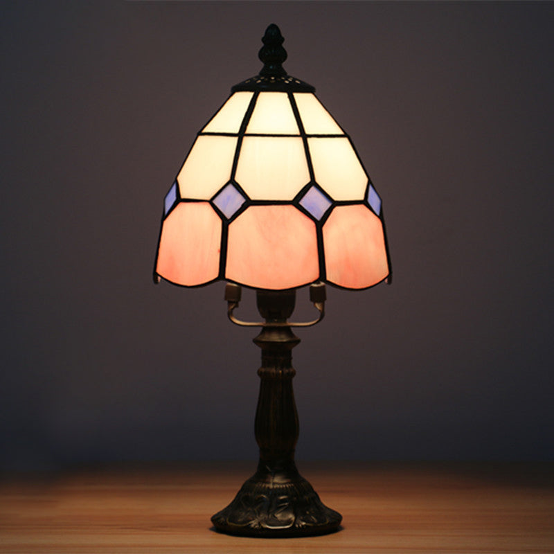 Crimson Glow - Tiffany Style Cut Glass Dome Nightstand Light