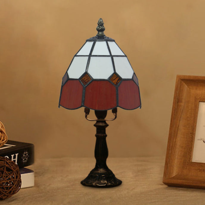 Crimson Glow - Tiffany Style Cut Glass Dome Nightstand Light