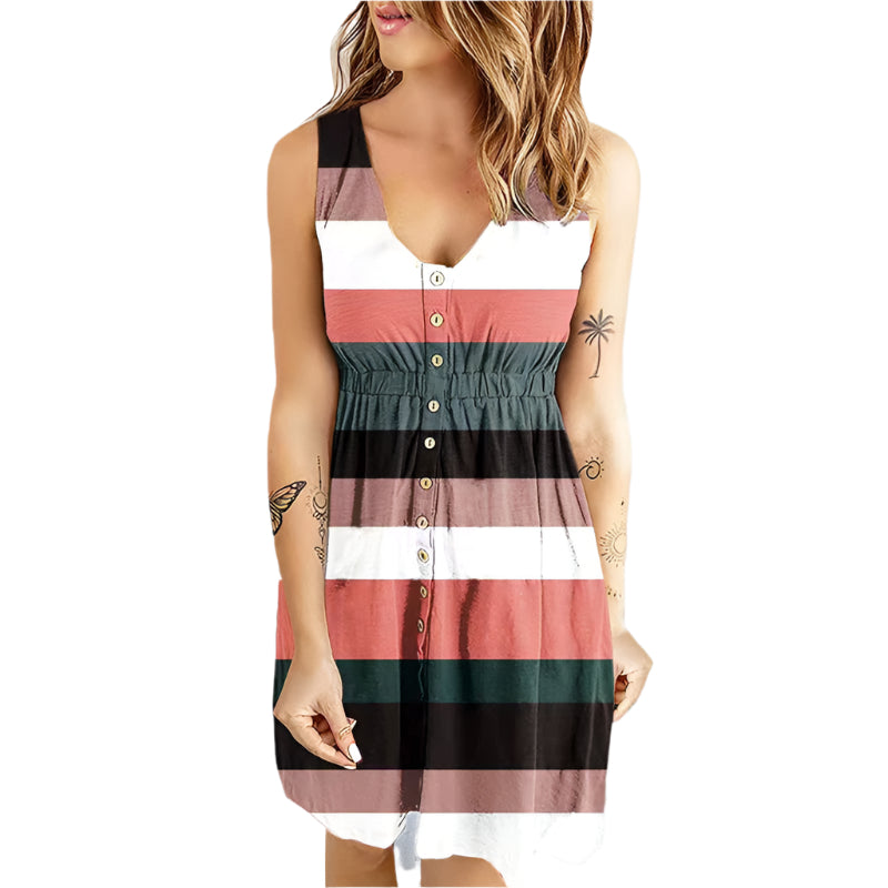 Elodie - Women's Sleeveless Floral Print Shift Mini Dress