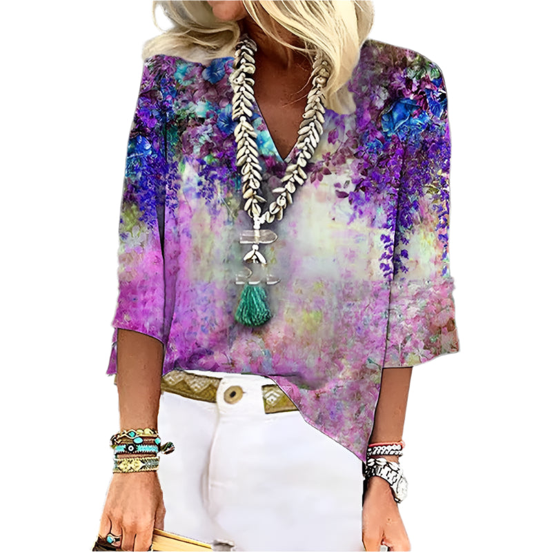 ハーパー - プリントVネックブラウス