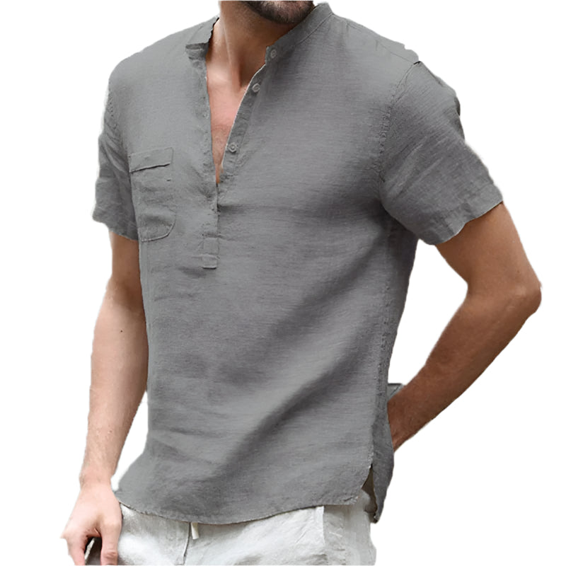 Marcus - V-neck cotton short-sleeve summer shirt