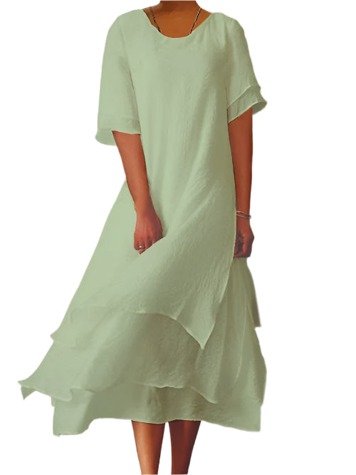 Hannah - Short Sleeve Double Layer Dress