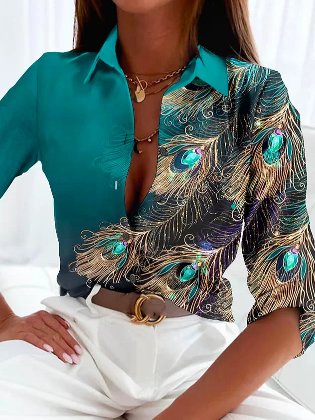 Feather Print Blouse