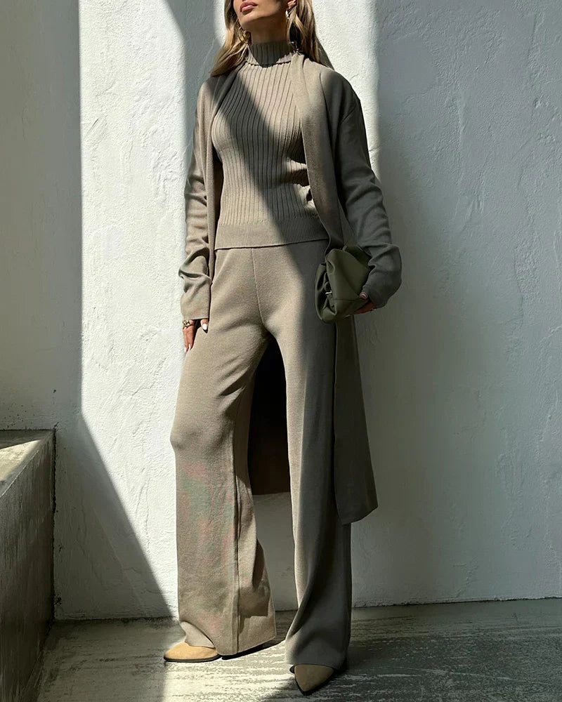 さやか - ノースリーブ、ロングコートとワイドパンツのセット