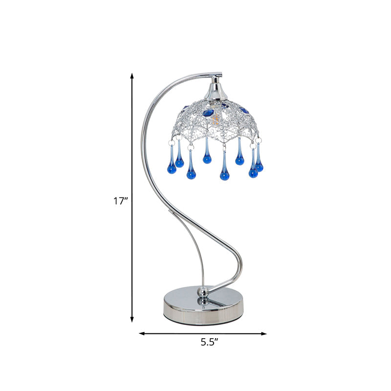 Aquarium – A Modern Umbrella Lamp with Blue Glass Drop Accents