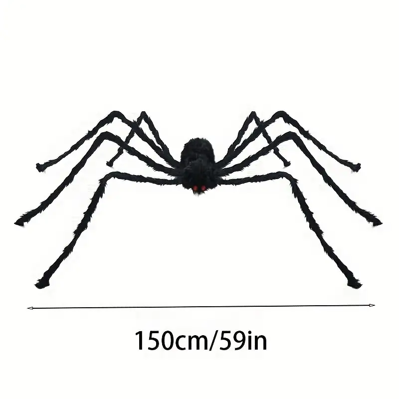 Giant Dark Crawl Spider, 150cm – Black Halloween Decoration for Home and Garden