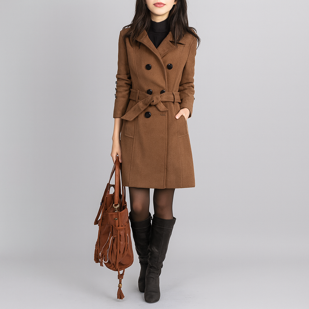 アグネス - ベルト付きのエレガントなロングコート