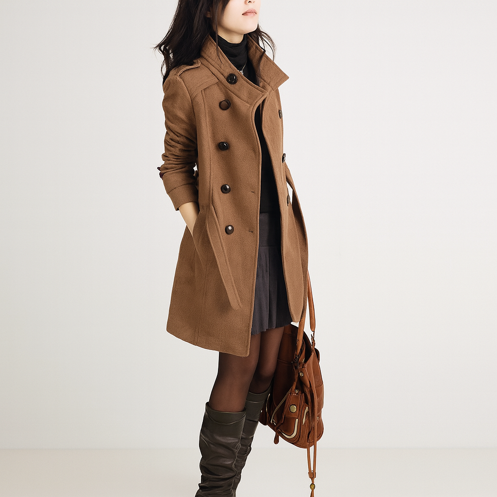 Agnes - Elegant long coat with belt