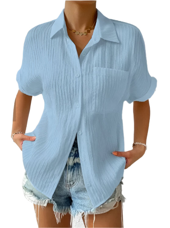 Gabriella - Casual pleated collared shirt