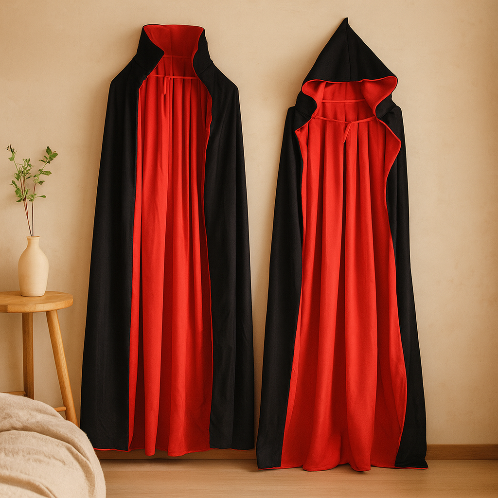 ブラッドムーンヴァンパイアクローク - 黒と赤のハロウィンケープ