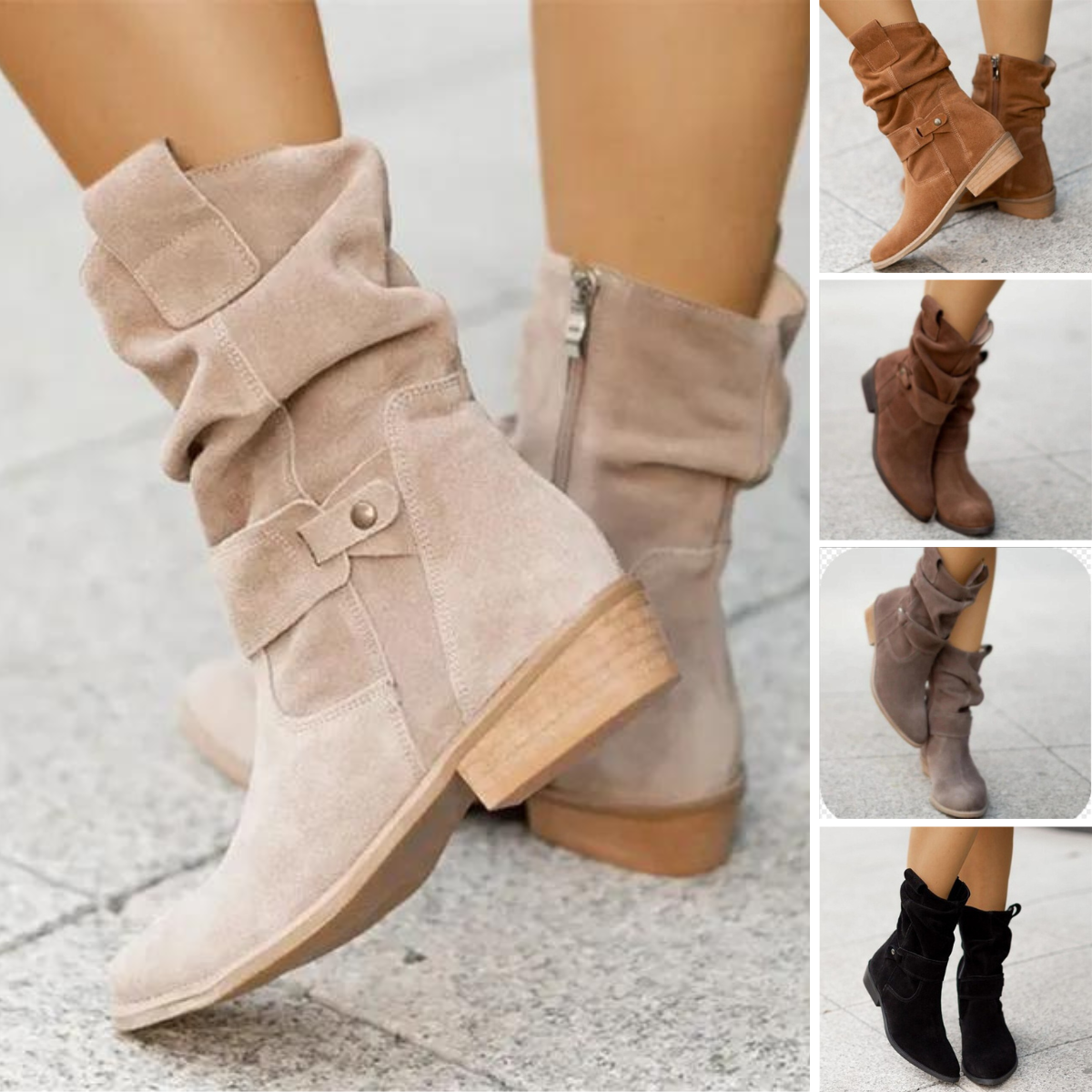 Mila - Casual low-heeled round boots