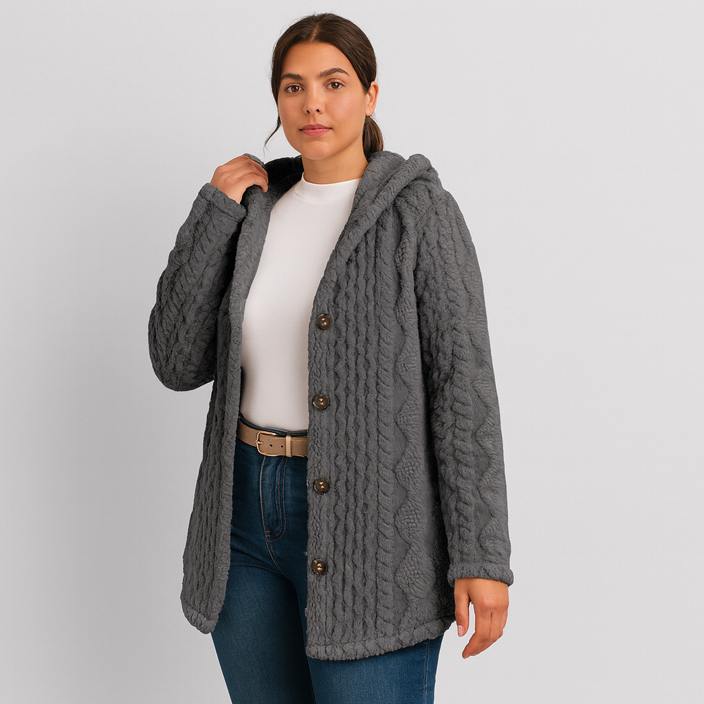 Marlena | Women's Button-Front Teddy Hoodie Coat for Fall/Winter