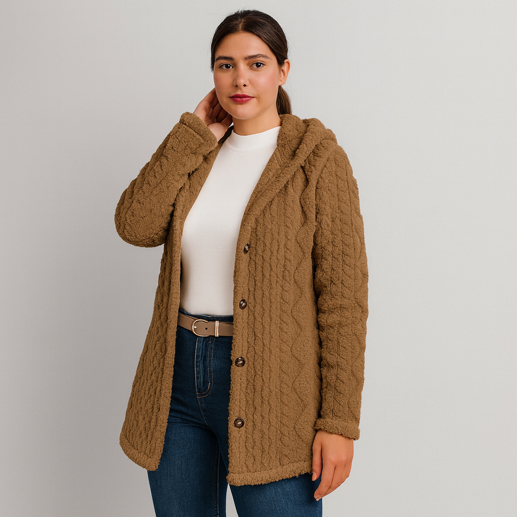 Marlena | Women's Button-Front Teddy Hoodie Coat for Fall/Winter