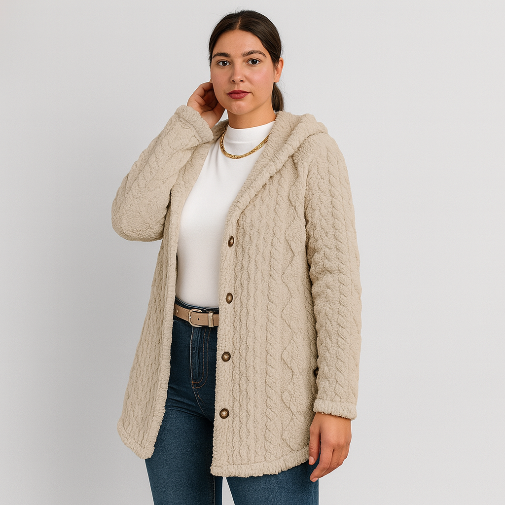 Marlena | Women's Button-Front Teddy Hoodie Coat for Fall/Winter