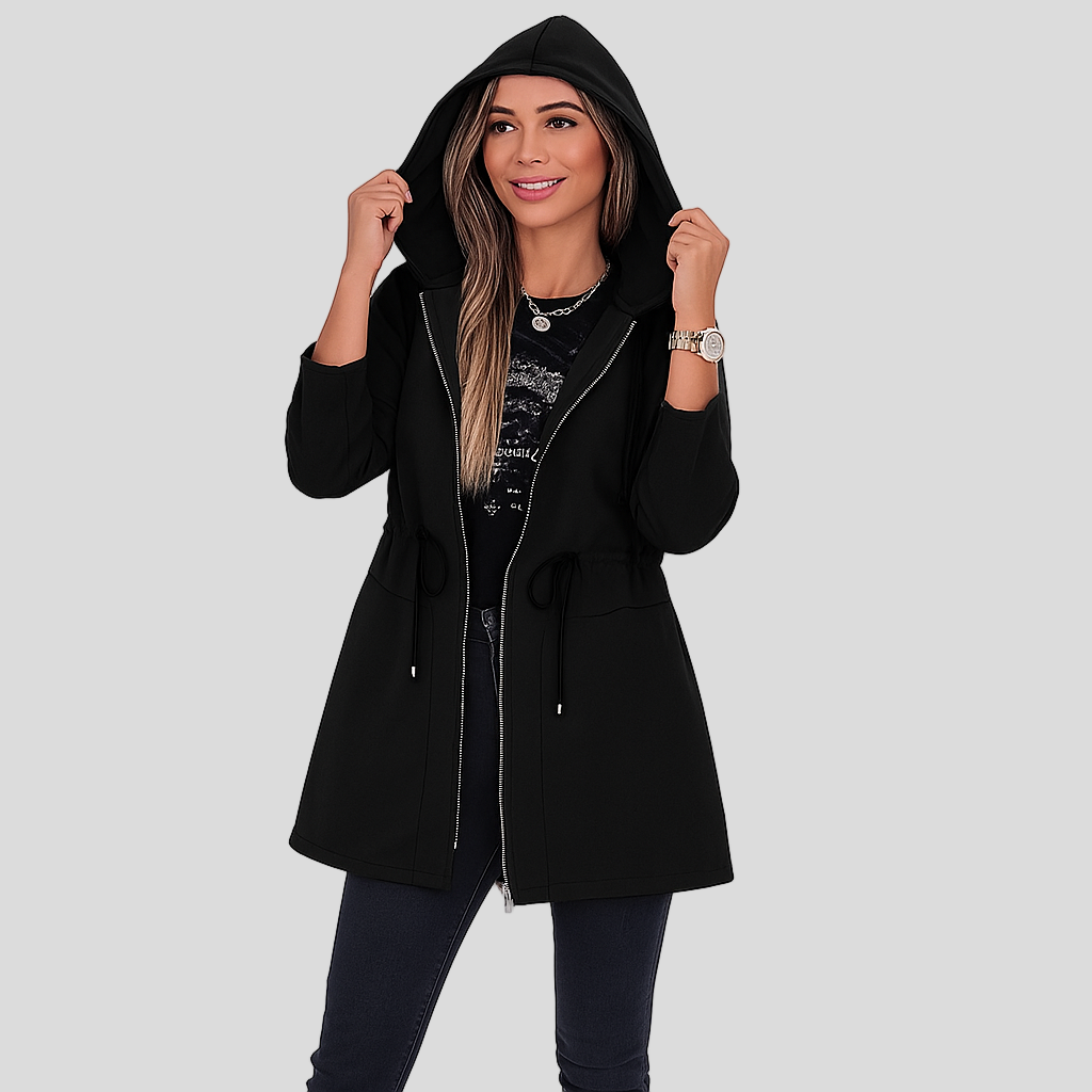 Elena | Casual hooded jacket with zip and drawstring closure