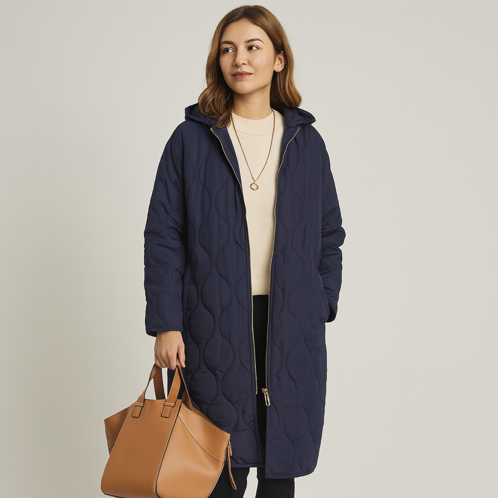 Lorelei | Plus-size women's quilted winter jacket with hood and practical zipper