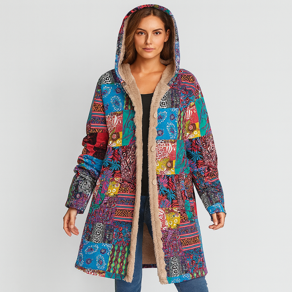 Selene | Hooded Bohemian Patchwork Winter Coat