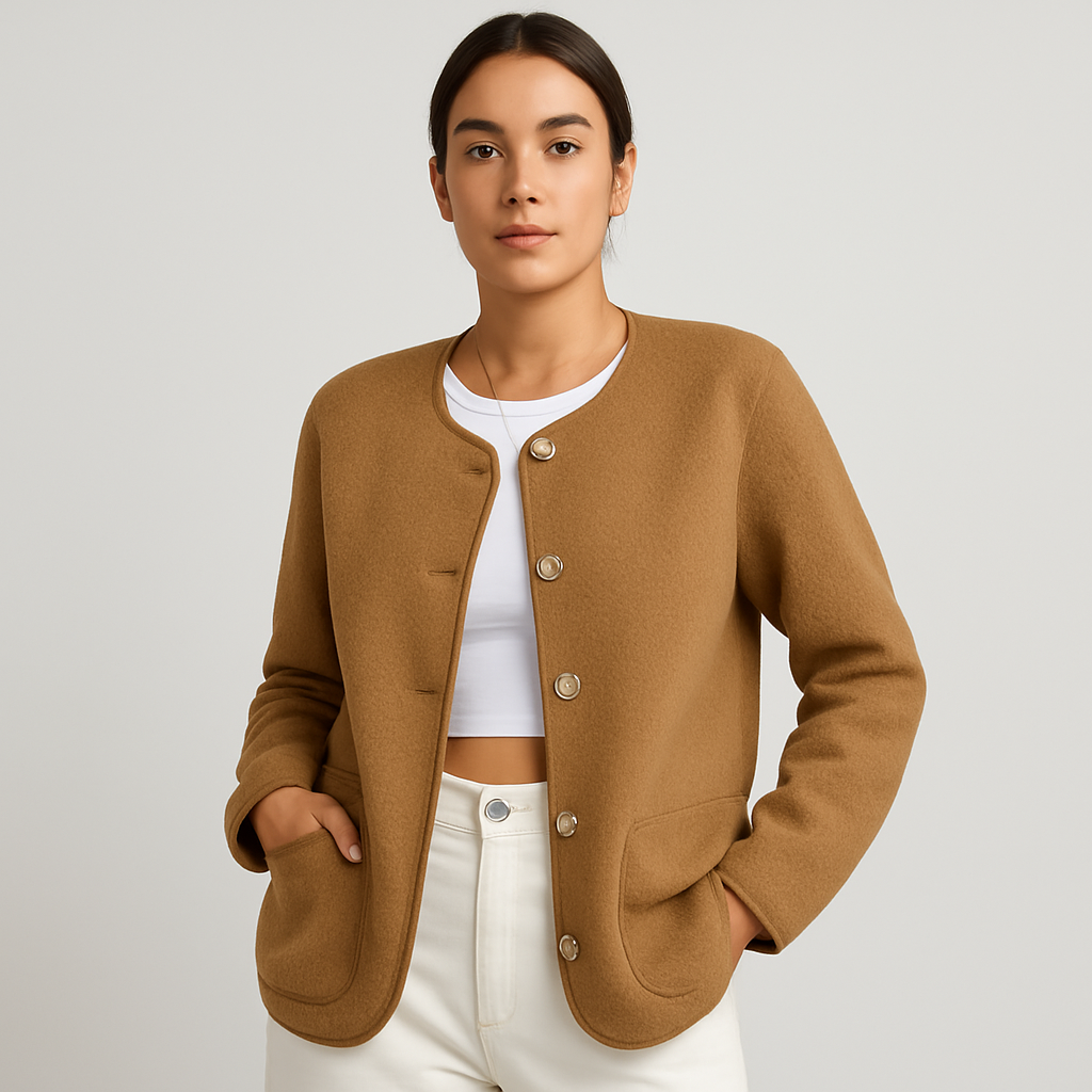 Serena | Women's Wool-Like Round Neck Coat