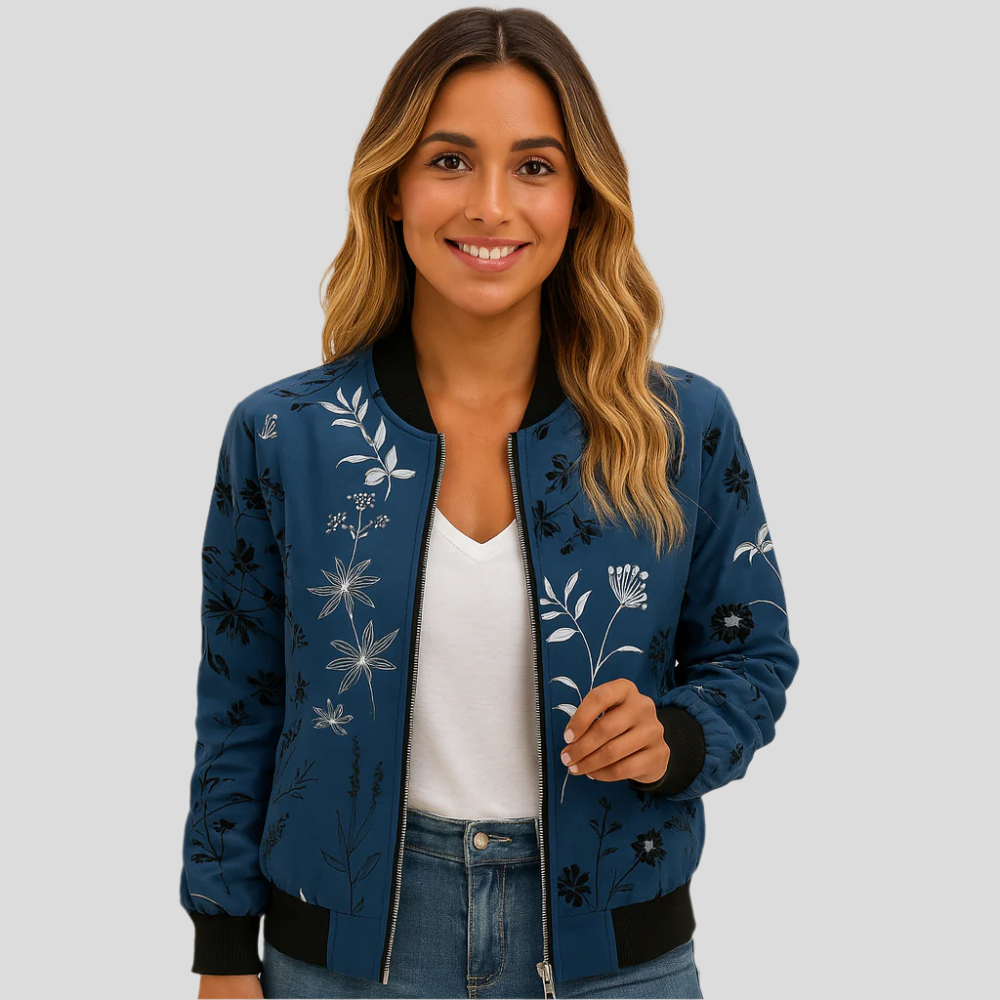 Clotilde Floral Bomber Jacket – Lightweight Printed Jacket for Women