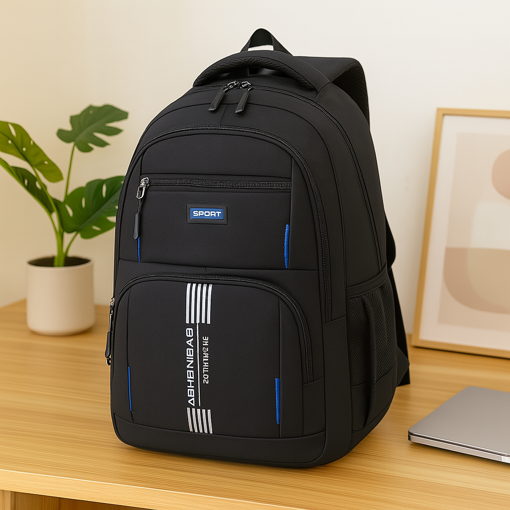 Men's Large Capacity Backpack - Stylish Travel Bag with Laptop Compartment and Multiple Pockets