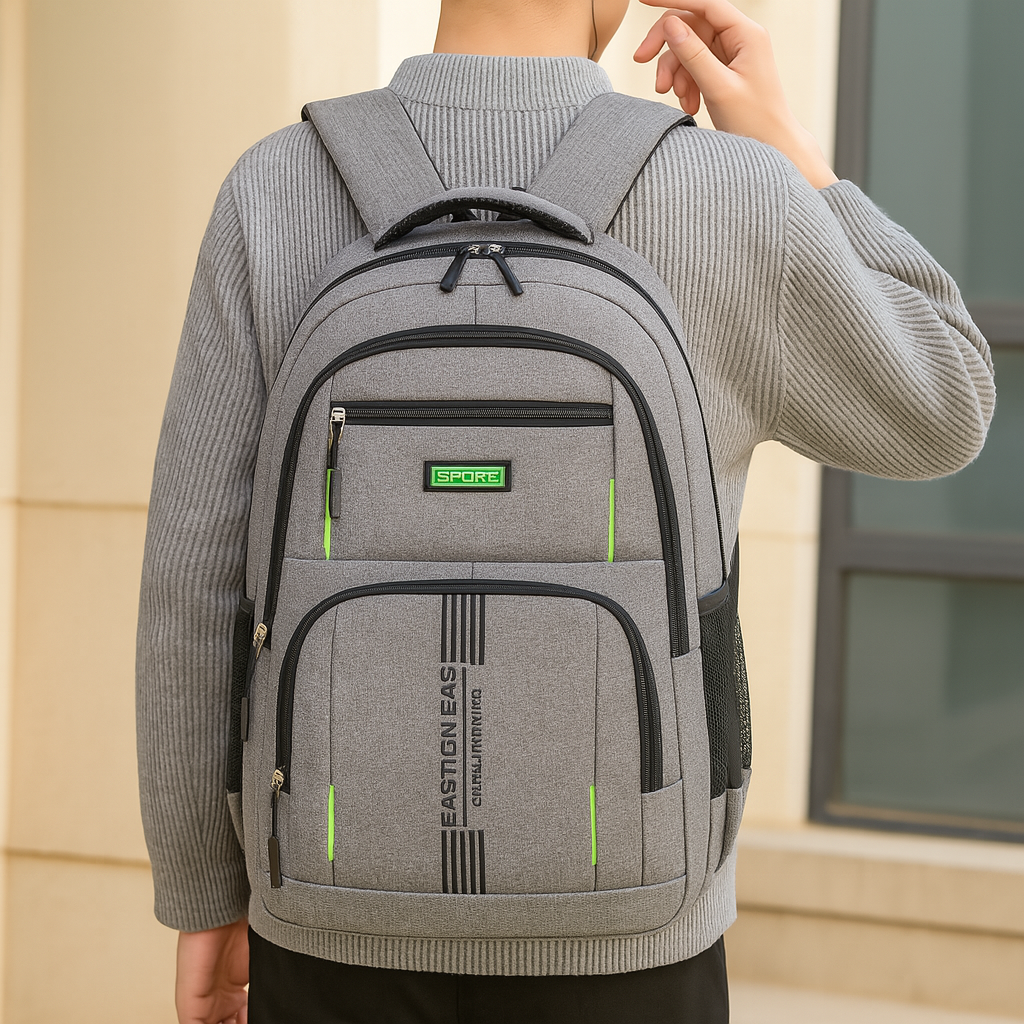 Men's Large Capacity Backpack - Stylish Travel Bag with Laptop Compartment and Multiple Pockets