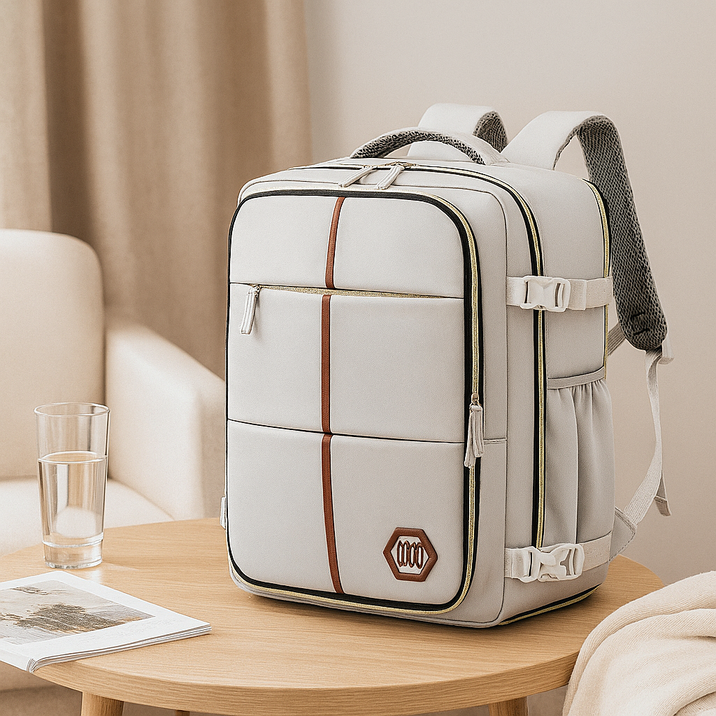 Travel bag - solid color, adjustable straps, zipper closure, polyester lining