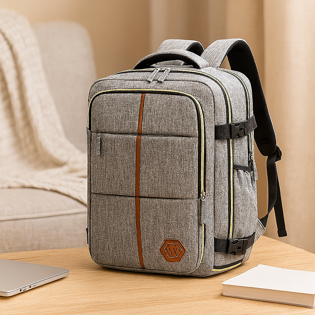 旅行用バッグ - 無地、調節可能なストラップ、ジッパー、ポリエステル裏地