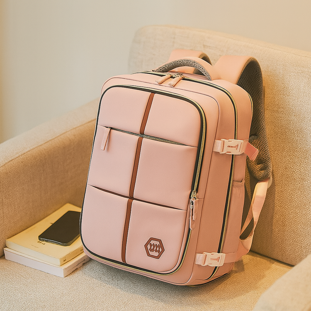 旅行用バッグ - 無地、調節可能なストラップ、ジッパー、ポリエステル裏地