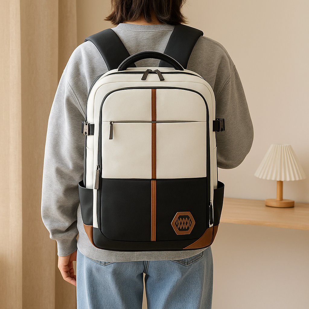 Travel bag - solid color, adjustable straps, zipper closure, polyester lining