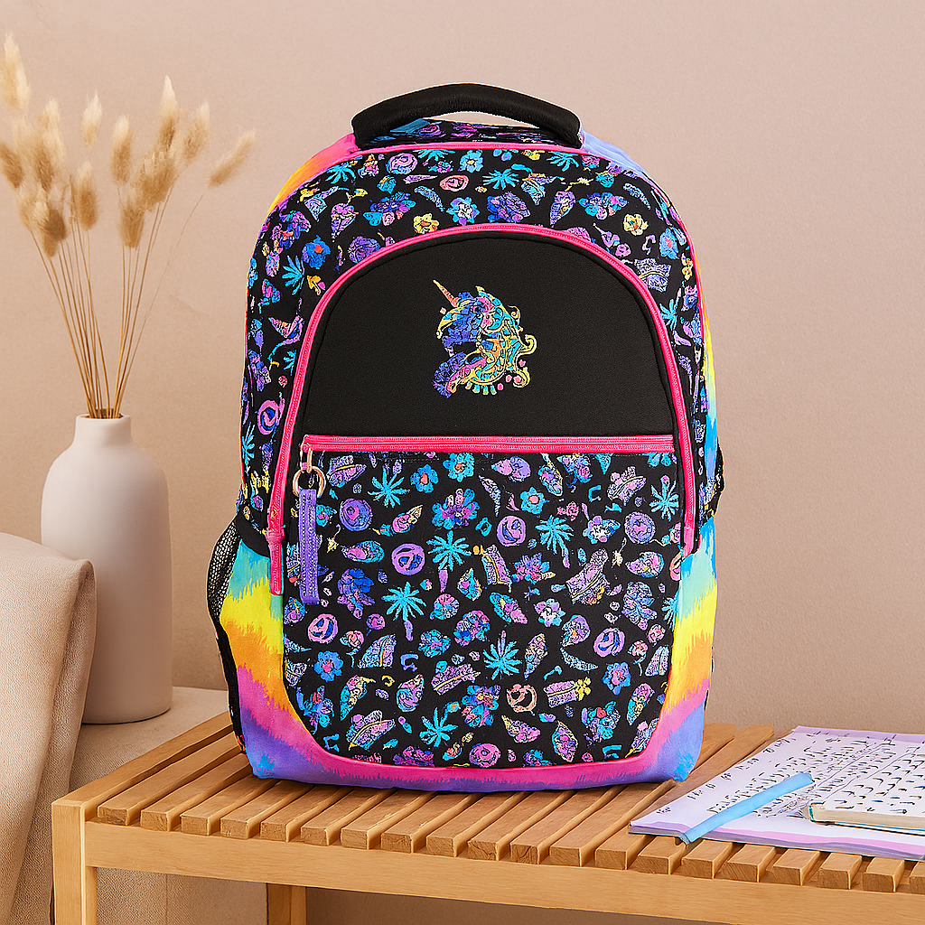 かわいい漫画の猫とパンダのバックパック - パッド入りストラップ付き女の子用キッズスクールバッグ