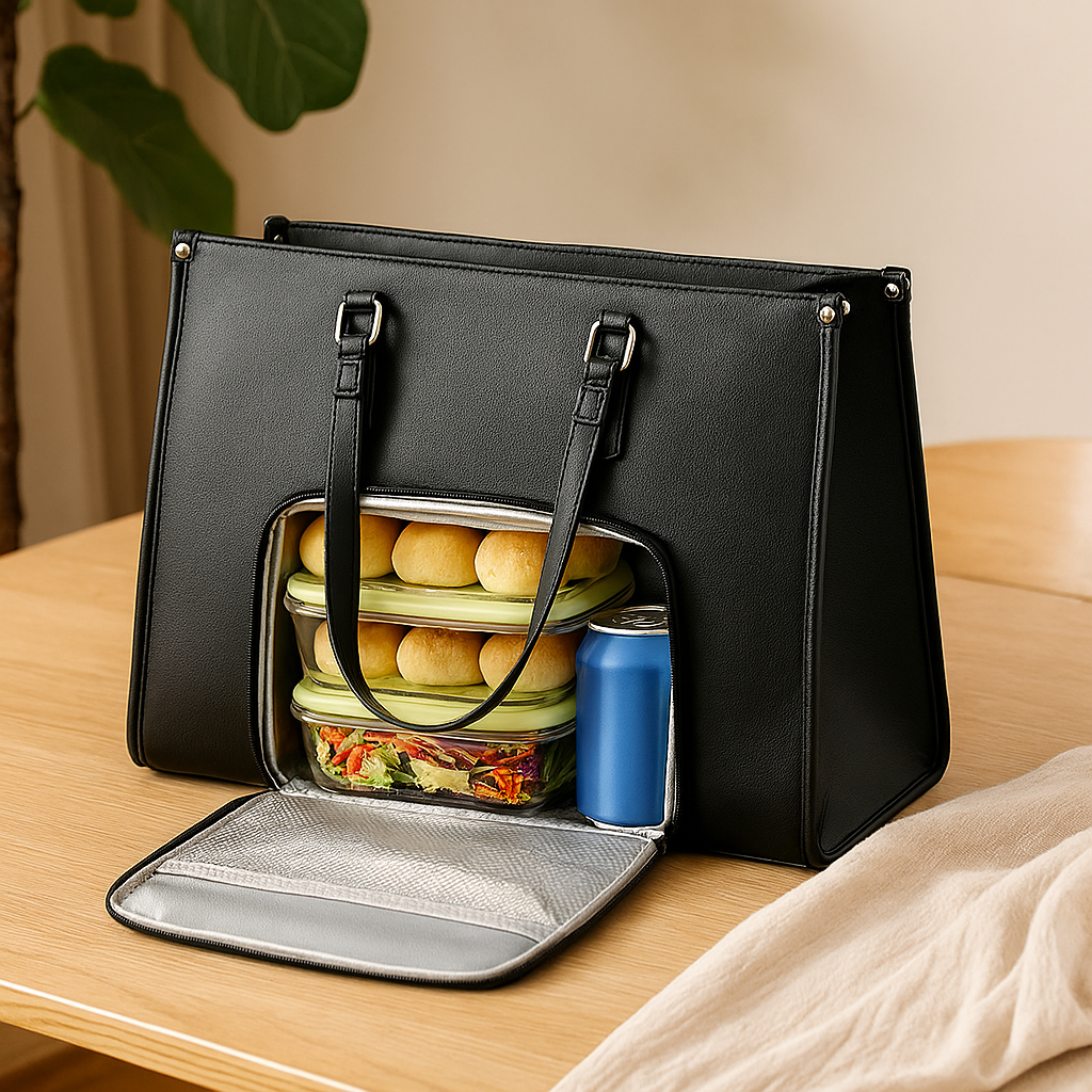 断熱2-in-1ランチ&トラベルバッグ - 収納コンパートメント付き漏れ防止クーラーバッグ