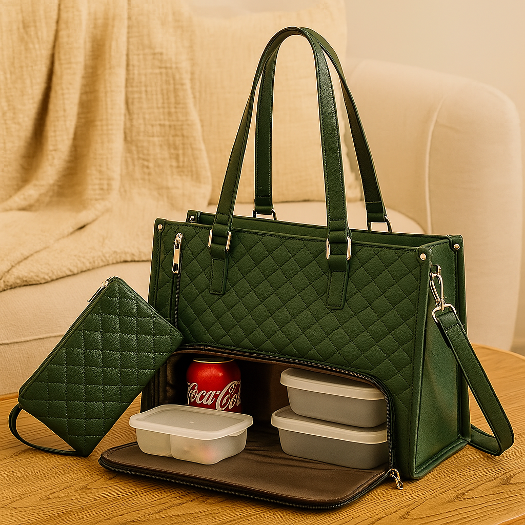 断熱2-in-1ランチ&トラベルバッグ - 収納コンパートメント付き漏れ防止クーラーバッグ