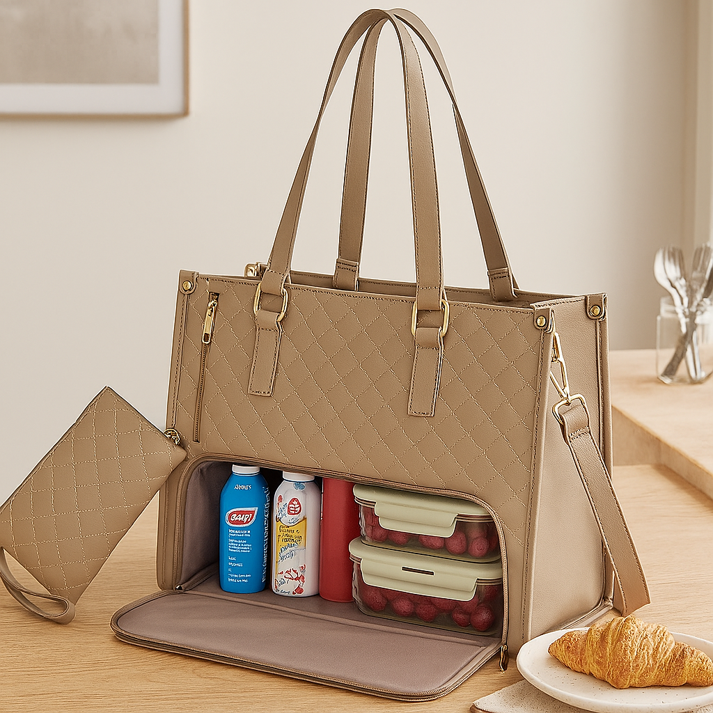 Insulated 2-in-1 Lunch & Travel Bag - Leakproof Cooler Bag with Storage Compartment