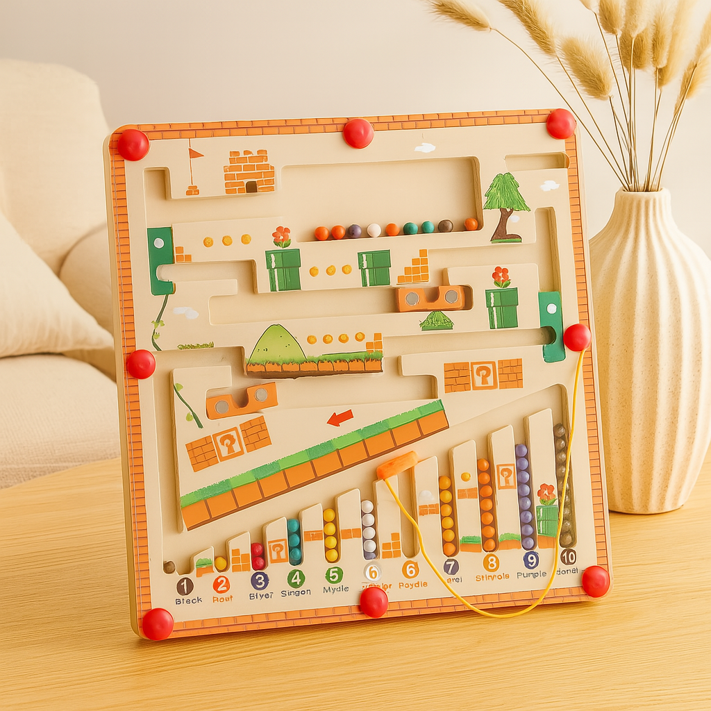 Magnetic Mushroom Sorting Board - Pen and Bead Counting Puzzle