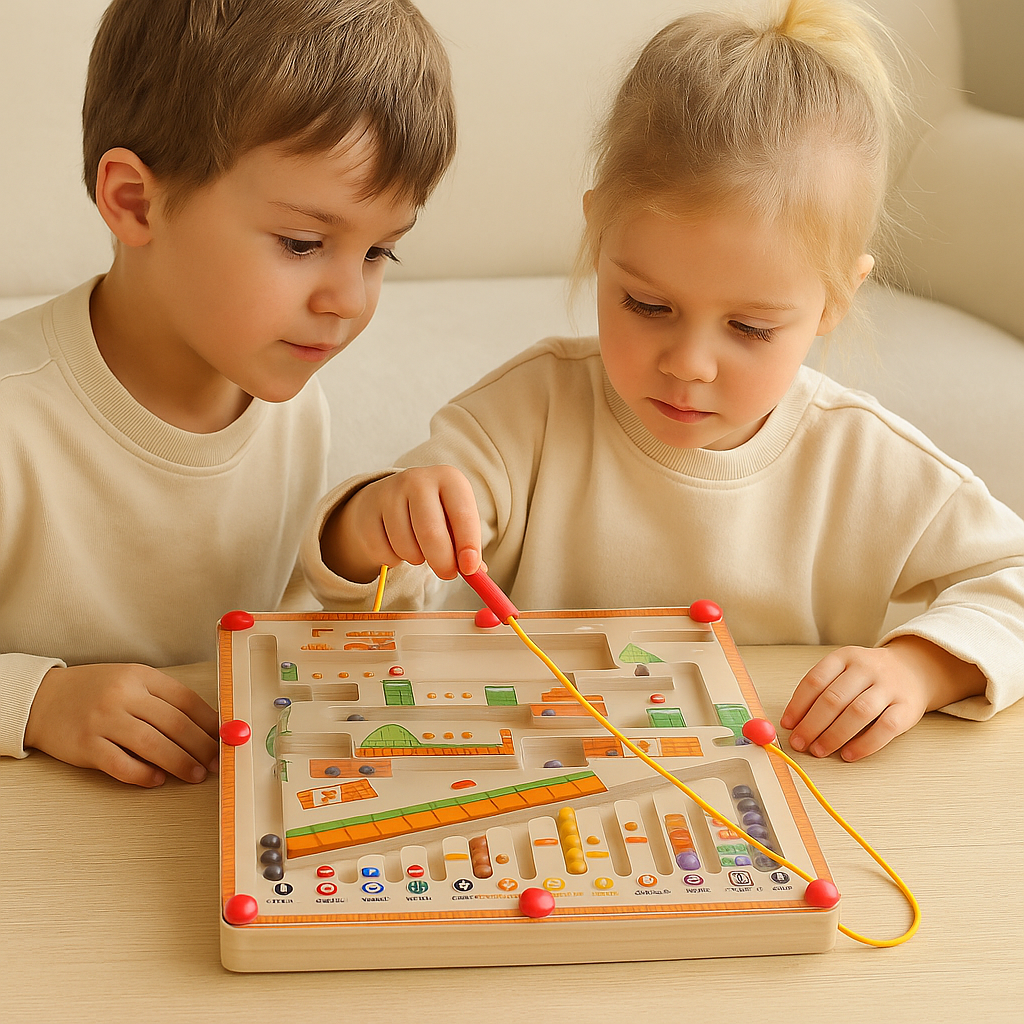Magnetic Mushroom Sorting Board - Pen and Bead Counting Puzzle