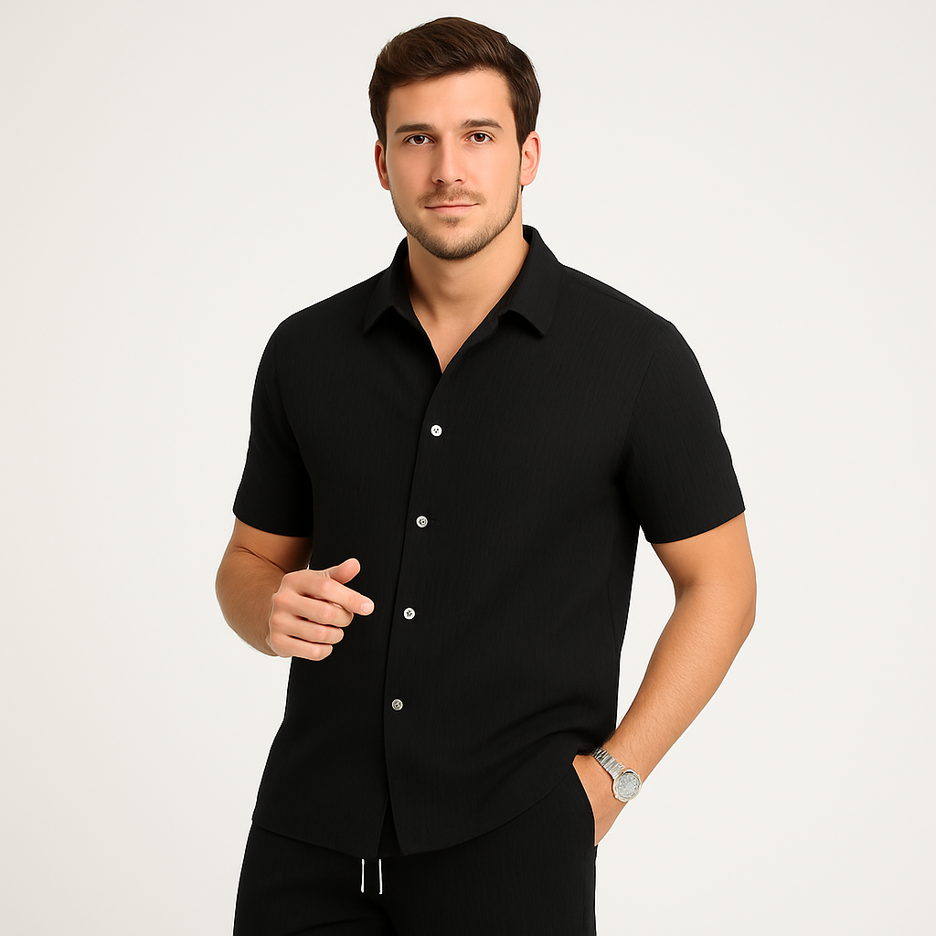 Men's 2-Piece Summer Set - Casual Short Sleeve Top and Matching Shorts