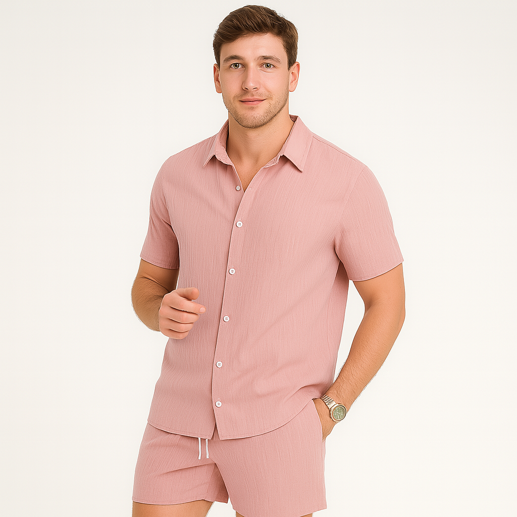 Men's 2-Piece Summer Set - Casual Short Sleeve Top and Matching Shorts