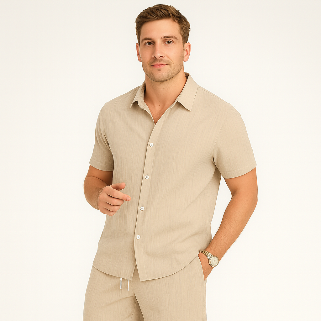 Men's 2-Piece Summer Set - Casual Short Sleeve Top and Matching Shorts