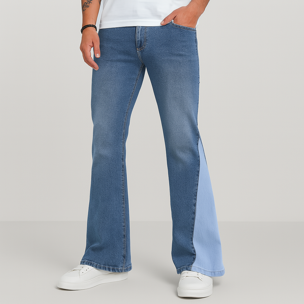 4レジェンド - メンズクラシックフレアジーンズ – スリムフィットストレッチデニム、ソリッドウォッシュドルック