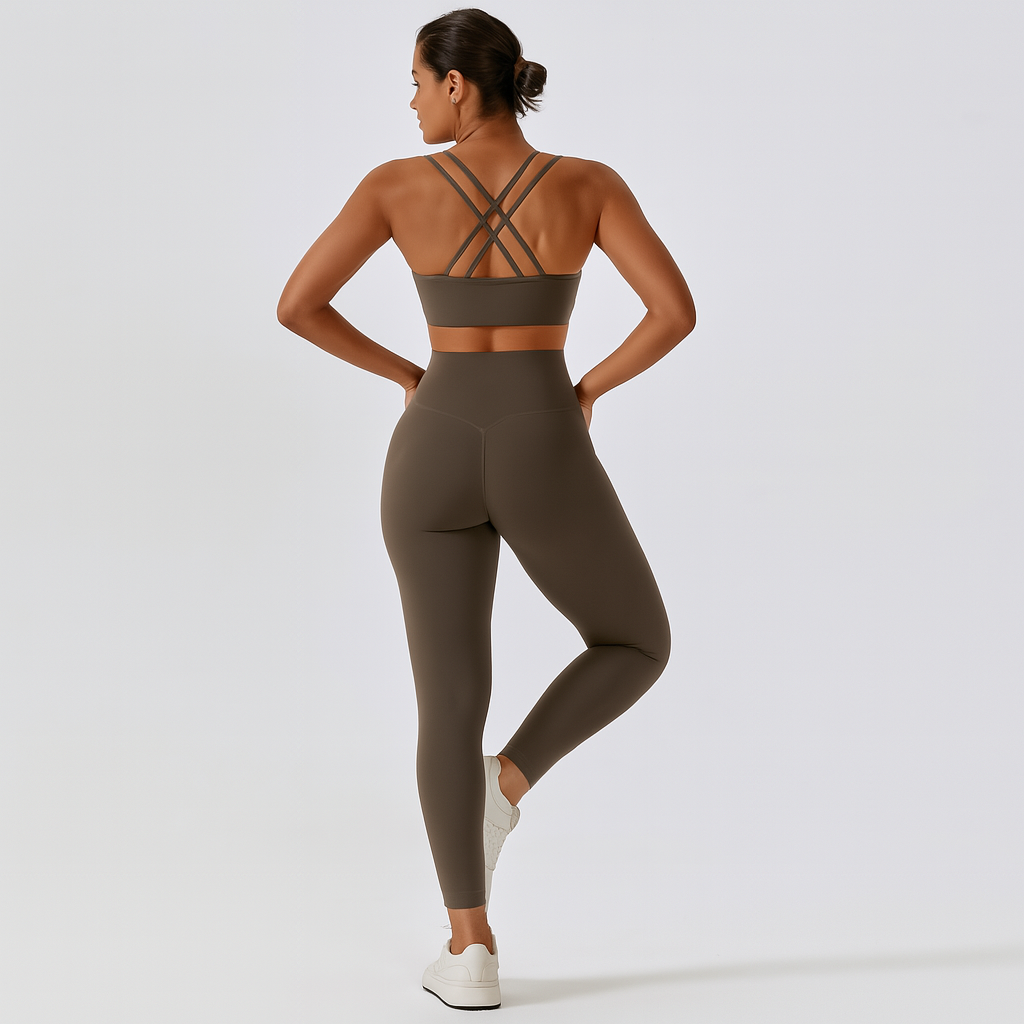 Women's Seamless Yoga & Pilates Set - High-Waisted Leggings & Top, 2-Piece Activewear