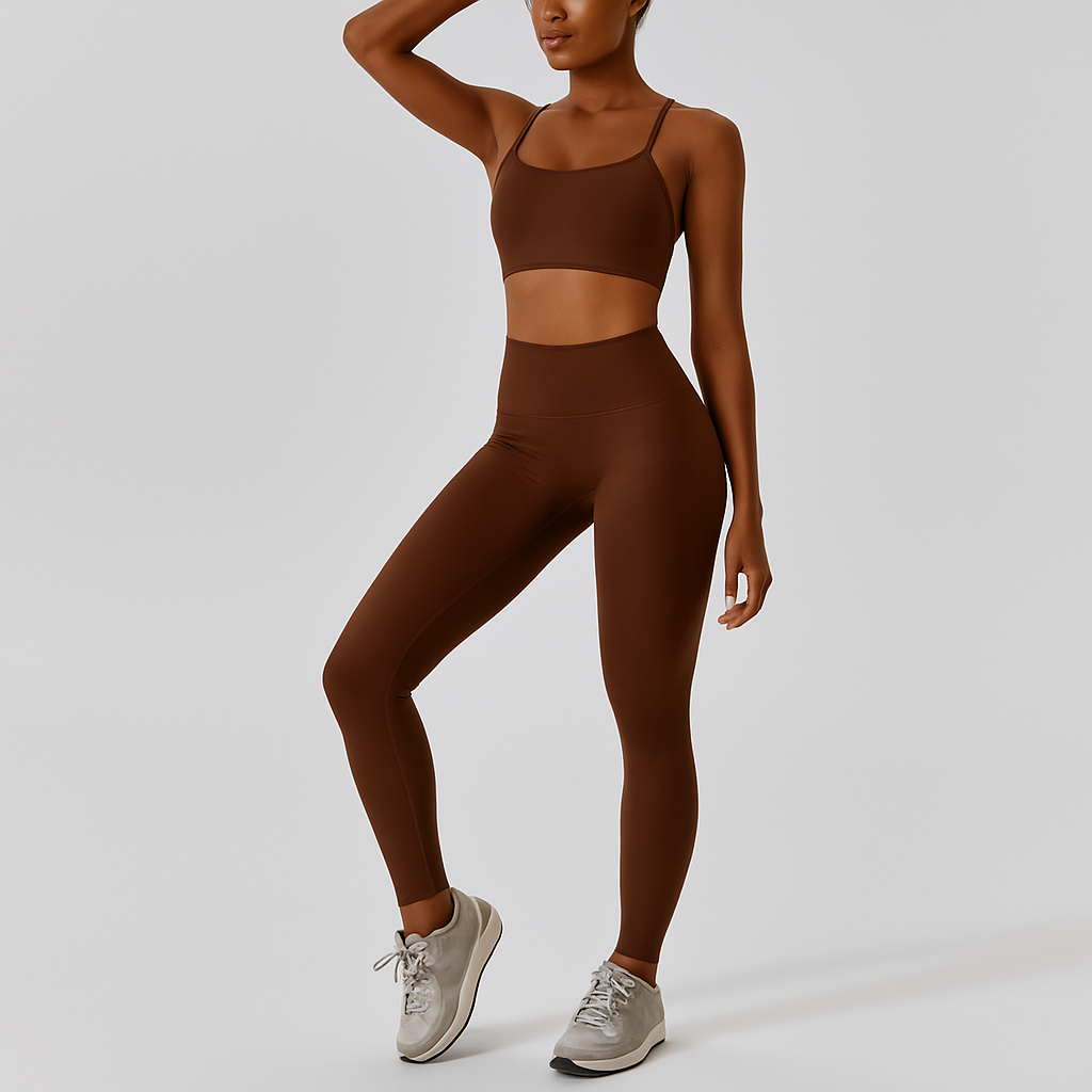 Women's Seamless Yoga & Pilates Set - High-Waisted Leggings & Top, 2-Piece Activewear
