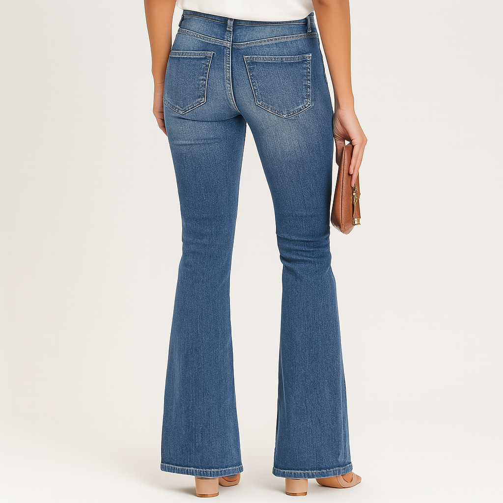 Ellen Women's High Waisted Flare Jeans - Classic Fit Denim