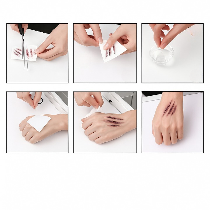 3D Blood Stain Tattoo Stickers - Waterproof Halloween Makeup Accessories