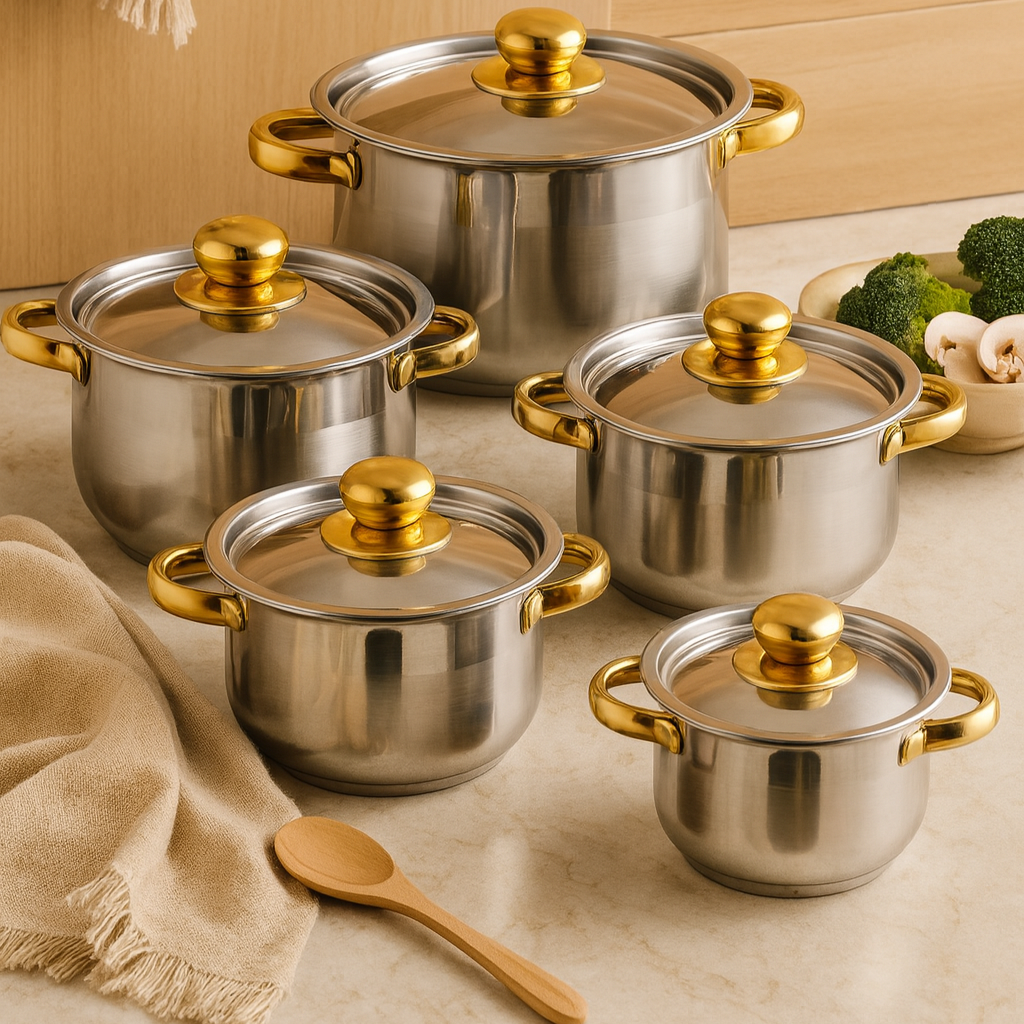 Lucien | 5-Piece Nonstick Stainless Steel Cookware Set