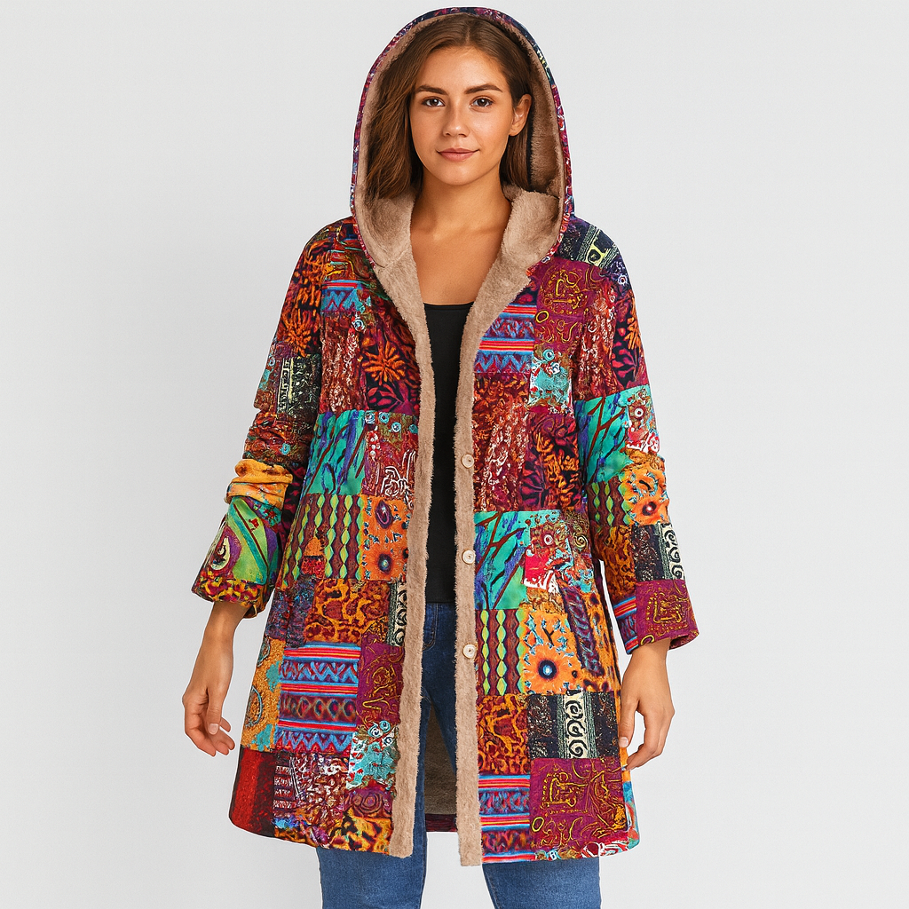 Selene | Hooded Bohemian Patchwork Winter Coat