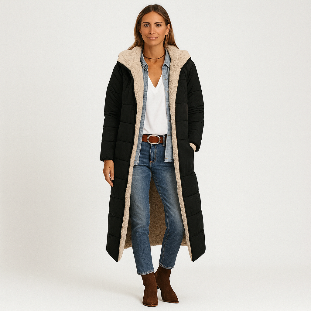 Amara | Women's Reversible Winter Coat with Fluffy Hood