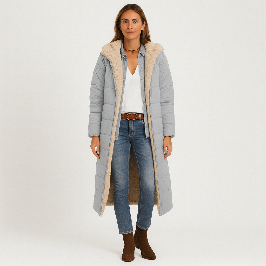 Amara | Women's Reversible Winter Coat with Fluffy Hood