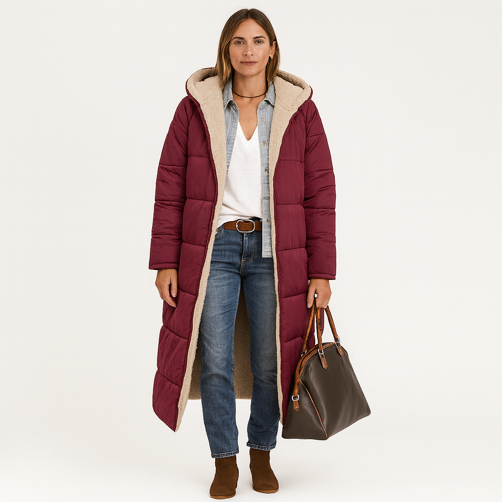Amara | Women's Reversible Winter Coat with Fluffy Hood